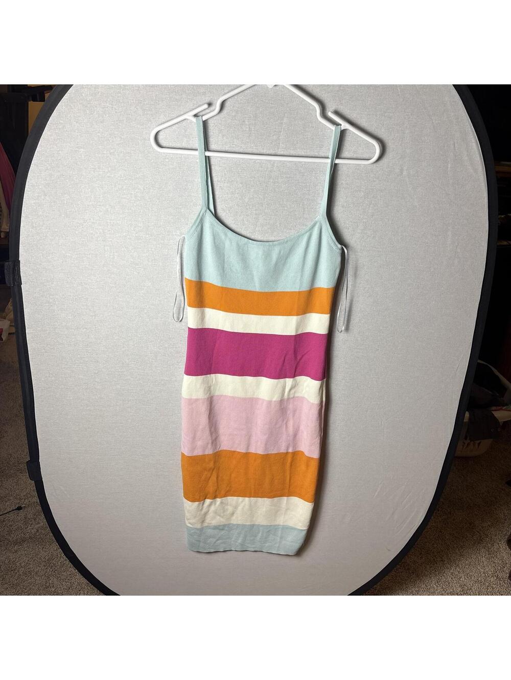 Fashion Nova Pastel Striped Spaghetti Strap Bodycon Mini Dress Size M